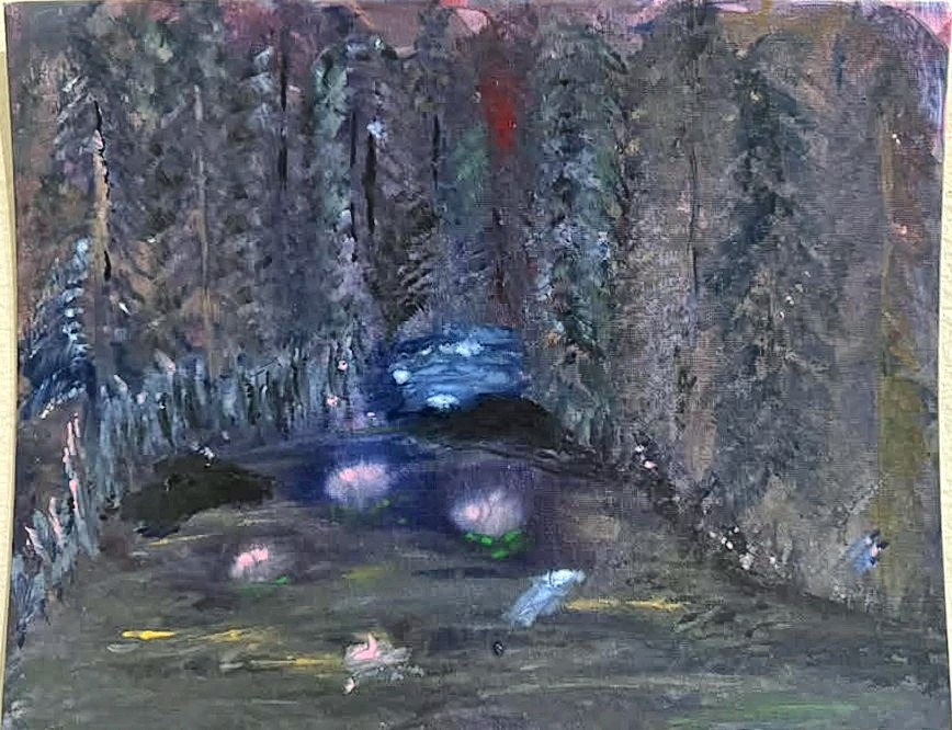 Priyanka Jha’s painting The pond of water lilies